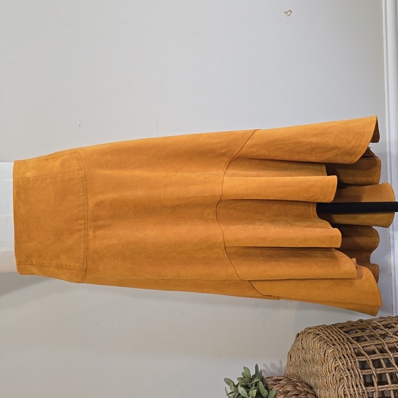 Maeve Dresses & Skirts - ANTHROPOLOGIE Cosima Flounced Faux Suede Midi Skirt by Maeve Size 16